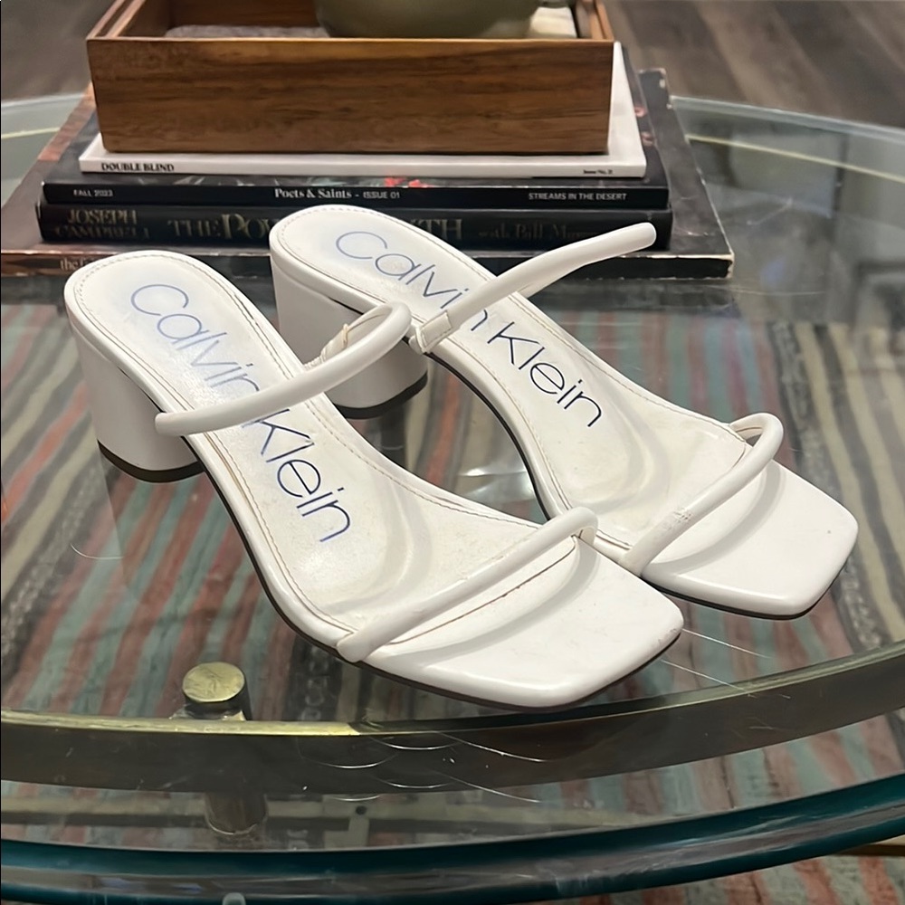 Calvin Klein Women's White Heeled Sandals